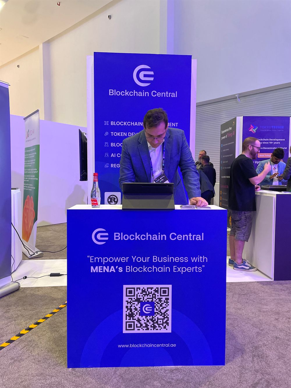 Blockchain Central booth presence at an industry event.